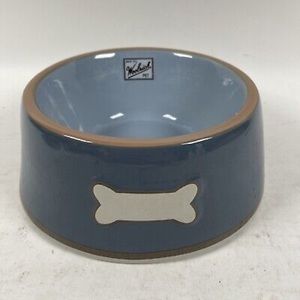 Woolrich Pet Ceramic Painted Pet Dish Dog Bowl Blue White Bone Food Water